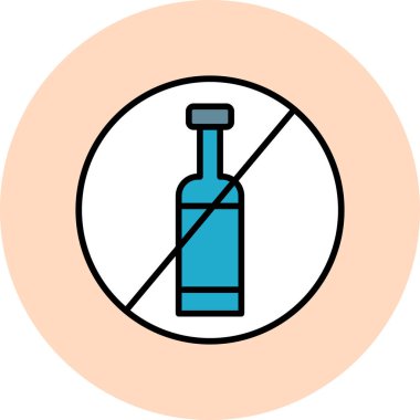 Alkol yok basit web simgesi vektör illüstrasyonu