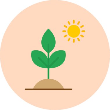 Biyoloji Bitkisi ve Güneş. Web simgesi basit illüstrasyon