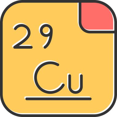 Bakır, kimyasal element, ağ basit illüstrasyon