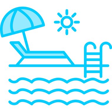 Yaz yüzme havuzunda su. Web simgesi illüstrasyonu