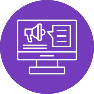 Bilgisayarda Dijital Kampanya. Web simgesi basit illüstrasyon