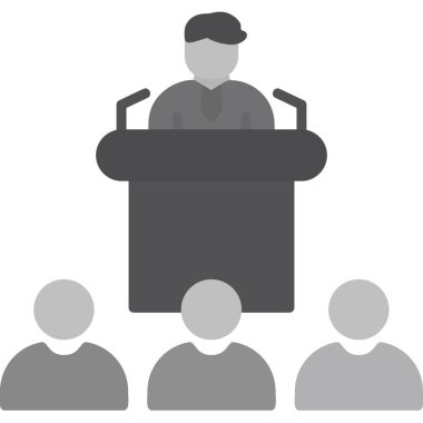 Basın toplantısı. Web simgesi vektör illüstrasyonu