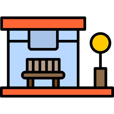 Otobüs Durağı modern simgesi, vektör illüstrasyonu