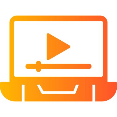 dizüstü bilgisayar ekran simgesi. Video Reklamının düz çizimi 