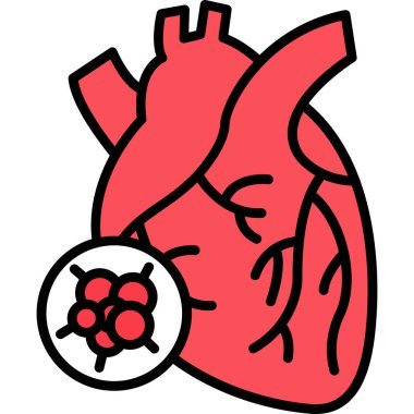 Kalp kanseri modern simge, vektör illüstrasyonu 