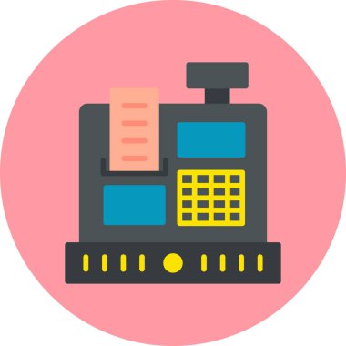 Kasiyer makinesi, web basit simge illüstrasyonu