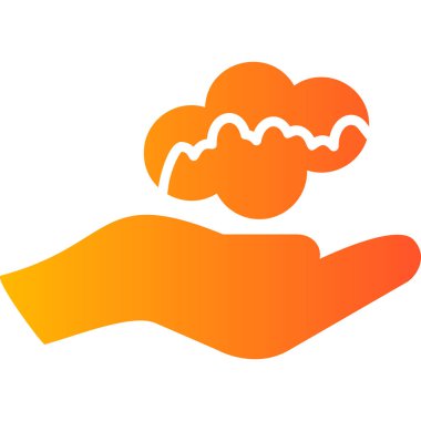 Bir bulut simgesini tutan el. vektör illüstrasyonu