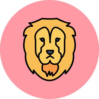 cartoon lion head logo, flat icon illustration