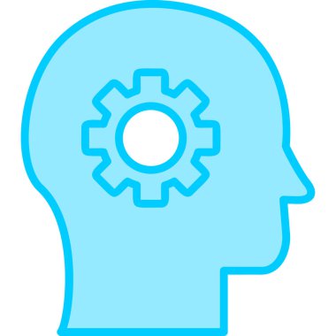 Çarklı vektör ikonu olan insan zihni. Düz dizayn. Zihin yapısı konsepti