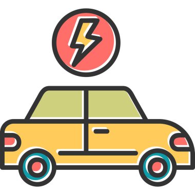 Electric Car modern simgesi, vektör illüstrasyonu