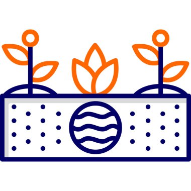 Toprak ve büyüyen bitkiler. Web simgesi basit illüstrasyon