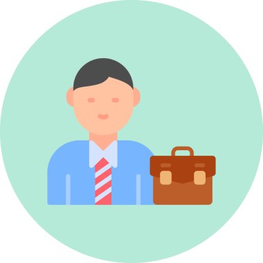 Evrak çantası ikonu olan bir iş adamı. vektör illüstrasyonu