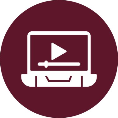 dizüstü bilgisayar ekran simgesi. Video Reklamının düz çizimi 