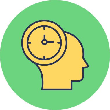 Saat zamanı insan kafası, akıllı telefon aygıtının dijital çizimi 