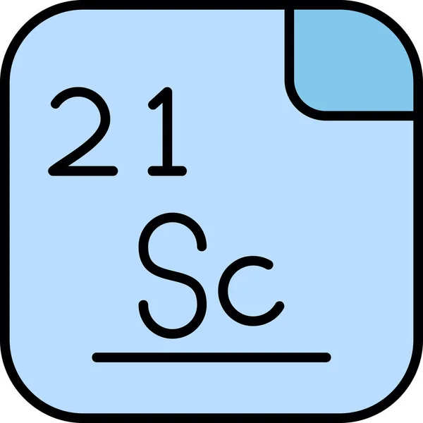 Escandio Elemento Químico Con Símbolo Número Atómico Elemento Metálico Blanco — Vector de stock