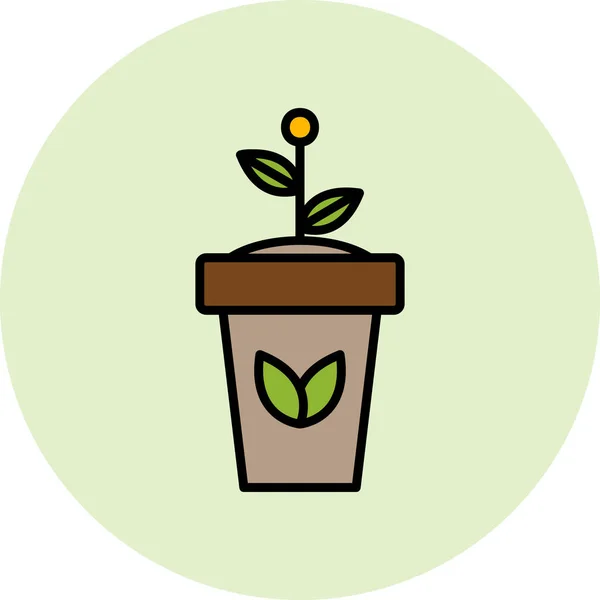 Planta Crescente Pote Ícone Web Ilustração Simples —  Vetores de Stock