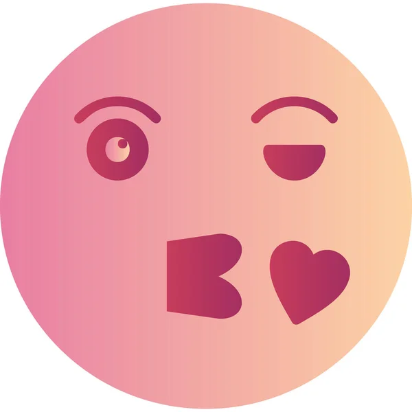 Cariñoso Emoticono Cara Besándose Con Corazón Ilustración Simple — Vector de stock