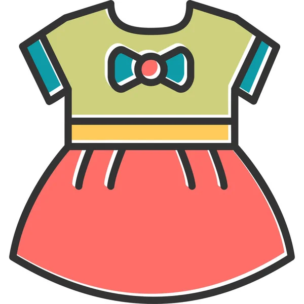 Baby Girls Ikona Šaty Vektorové Ilustrace — Stockový vektor