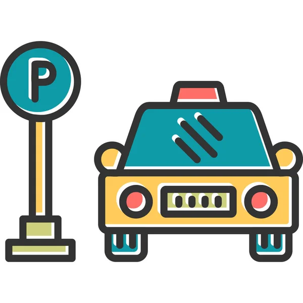 Parking Voiture Couleur Vecteur Icône Design Plat — Image vectorielle