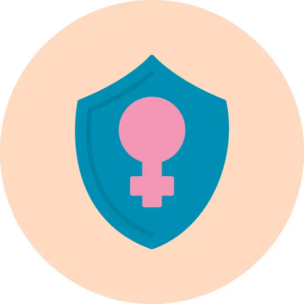 Gambar Vektor Perisai Ikon Simbol Perempuan - Stok Vektor