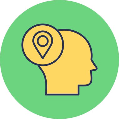 5g Location pin in human head. web icon simple illustration