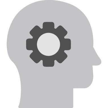 Çarklı vektör ikonu olan insan zihni. Düz dizayn. Zihin yapısı konsepti