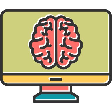 Beyin. Web simgesi basit illüstrasyon