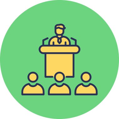 Basın toplantısı. Web simgesi vektör illüstrasyonu