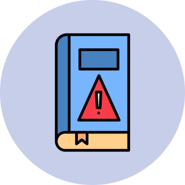 Kitap uyarı simgesi, modern tasarım illüstrasyonu