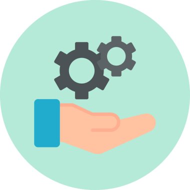 Ayarlama. Web simgesi basit bir illüstrasyon. el simgesinde çarklar 