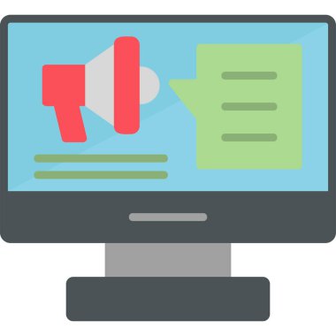 Bilgisayarda Dijital Kampanya. Web simgesi basit illüstrasyon