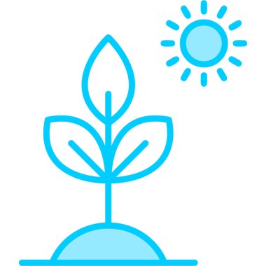 Biyoloji Bitkisi ve Güneş. Web simgesi basit illüstrasyon