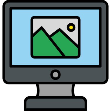 Monitör. Web simgesi basit illüstrasyon