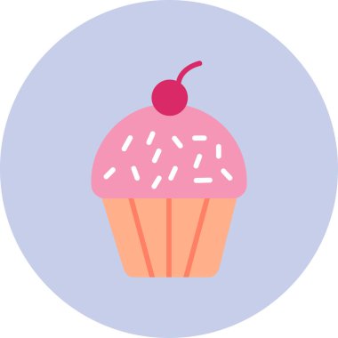 Cupcake 'in grafiksel çizimi, tatlı hamur işi yemekleri. 