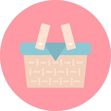 Piknik sepeti. Web simgesi basit illüstrasyon