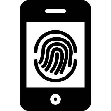 Mobil ekranda parmak izi, akıllı telefon aygıtının dijital illüstrasyonu 