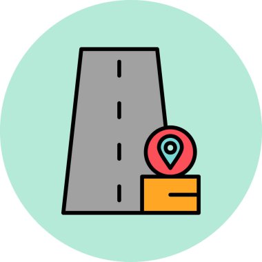 road way and Location pin. web icon simple illustration