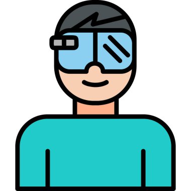 Geliştirilmiş gerçeklik gözlüğü simgesi, modern tasarım illüstrasyonu