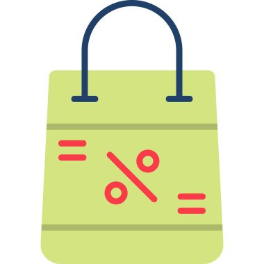 İndirimli indirimli çanta, basit alışveriş çantası web simgesi 