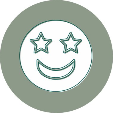 Gülümseyen heyecanlı ifade. Basit resimleme