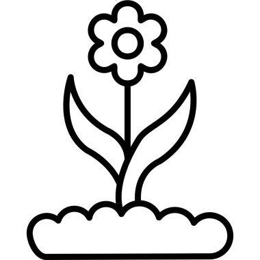 simple illustration of flower growing in soil 
