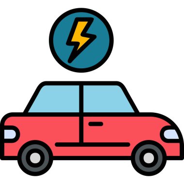 Electric Car modern simgesi, vektör illüstrasyonu