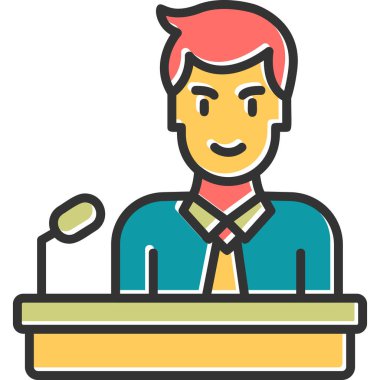 Man on Conference with microphone, User logo, simple icon for web page 