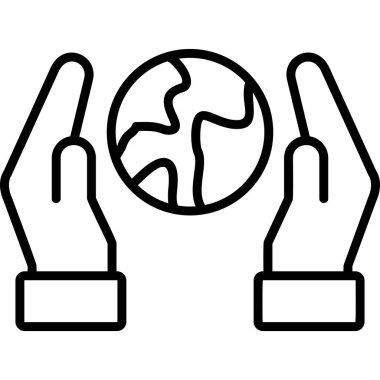 Dünya işaret çizgisi simgesi ile el, Biyosfer 