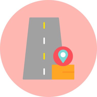 road way and Location pin. web icon simple illustration