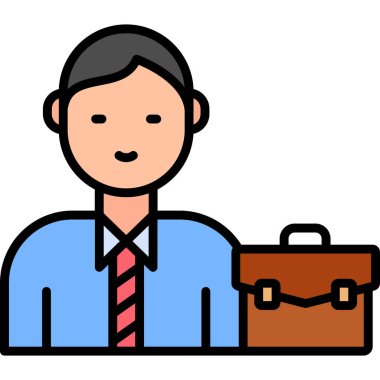 Evrak çantası avatar karakter vektör çizimi tasarımı ile iş adamı