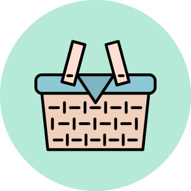 Piknik sepeti. Web simgesi basit illüstrasyon