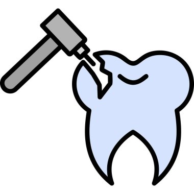 graphic cartoon art illustration of Tooth Drilling