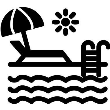 Yaz yüzme havuzunda su. Web simgesi illüstrasyonu