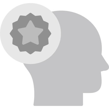 Düz bir yıldız ikonu olan insan kafası. Vektör çizimi. En sevdiği sembol